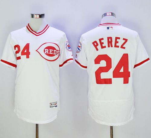 Reds #24 Tony Perez White Flexbase Authentic Collection Cooperstown Stitched MLB Jersey